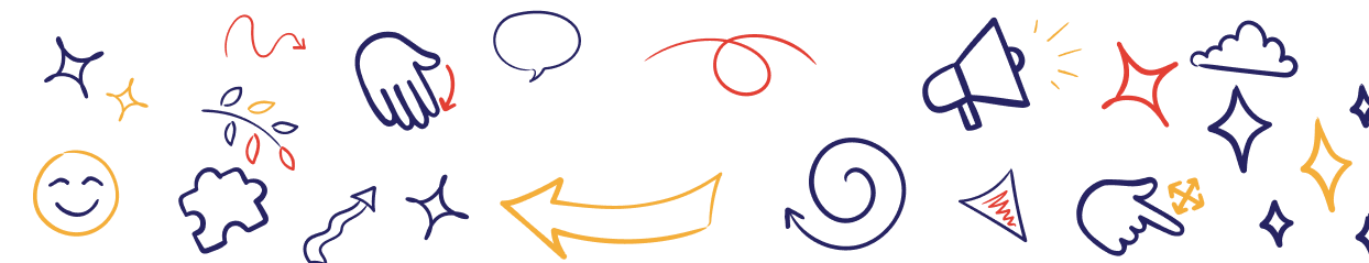 hero banner for faqs with doodles