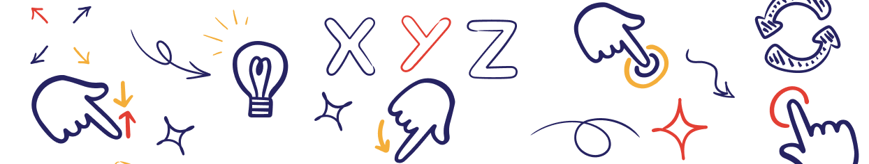 no background banner with doodles and drawings in theme colours