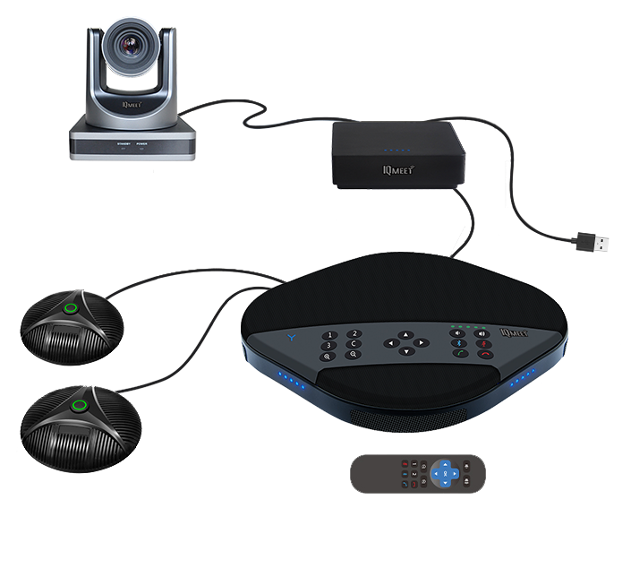 Image of products included in bundle - camera, speaker and microphones