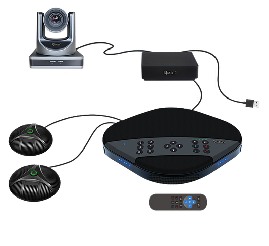 Image of products included in bundle - camera, speaker and microphones
