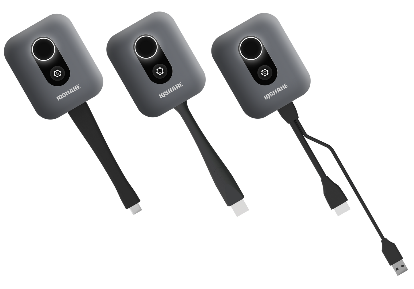 view of 3 different share buttons on an angle