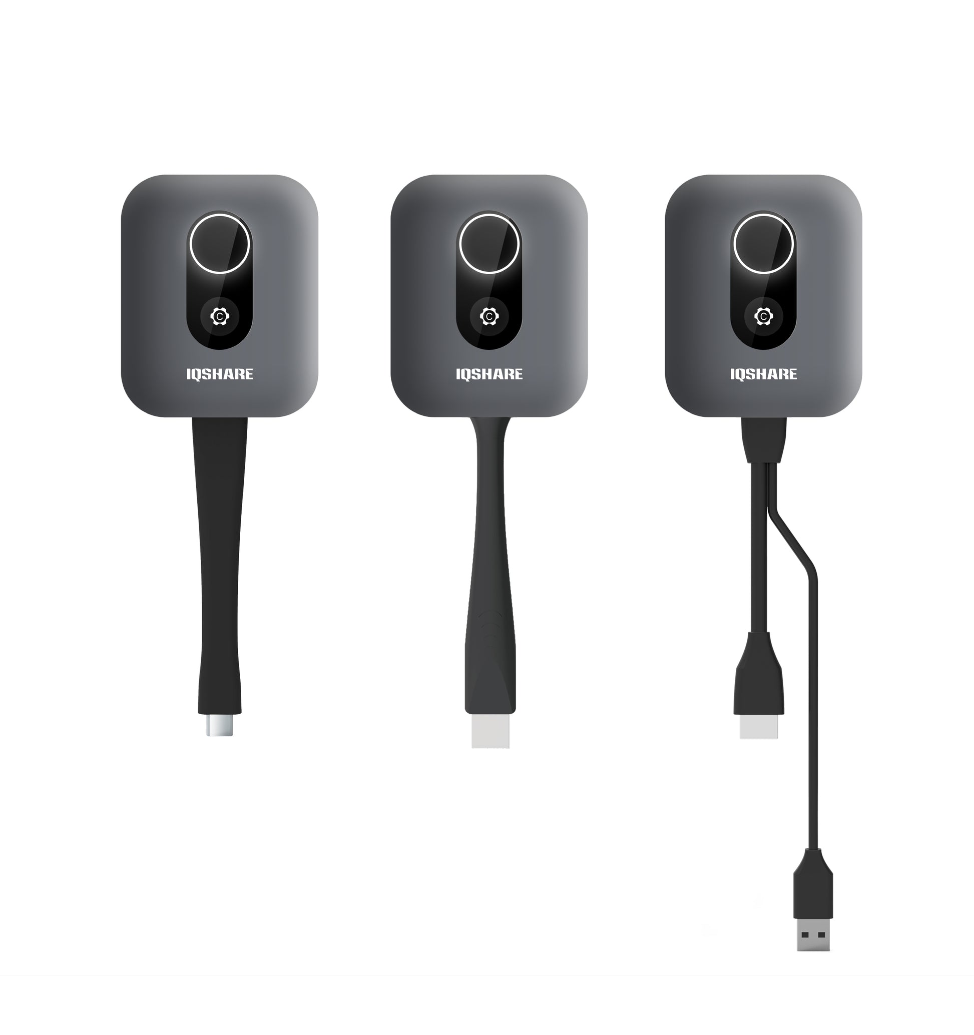 Front on view of 3 different versions of sharing buttons 