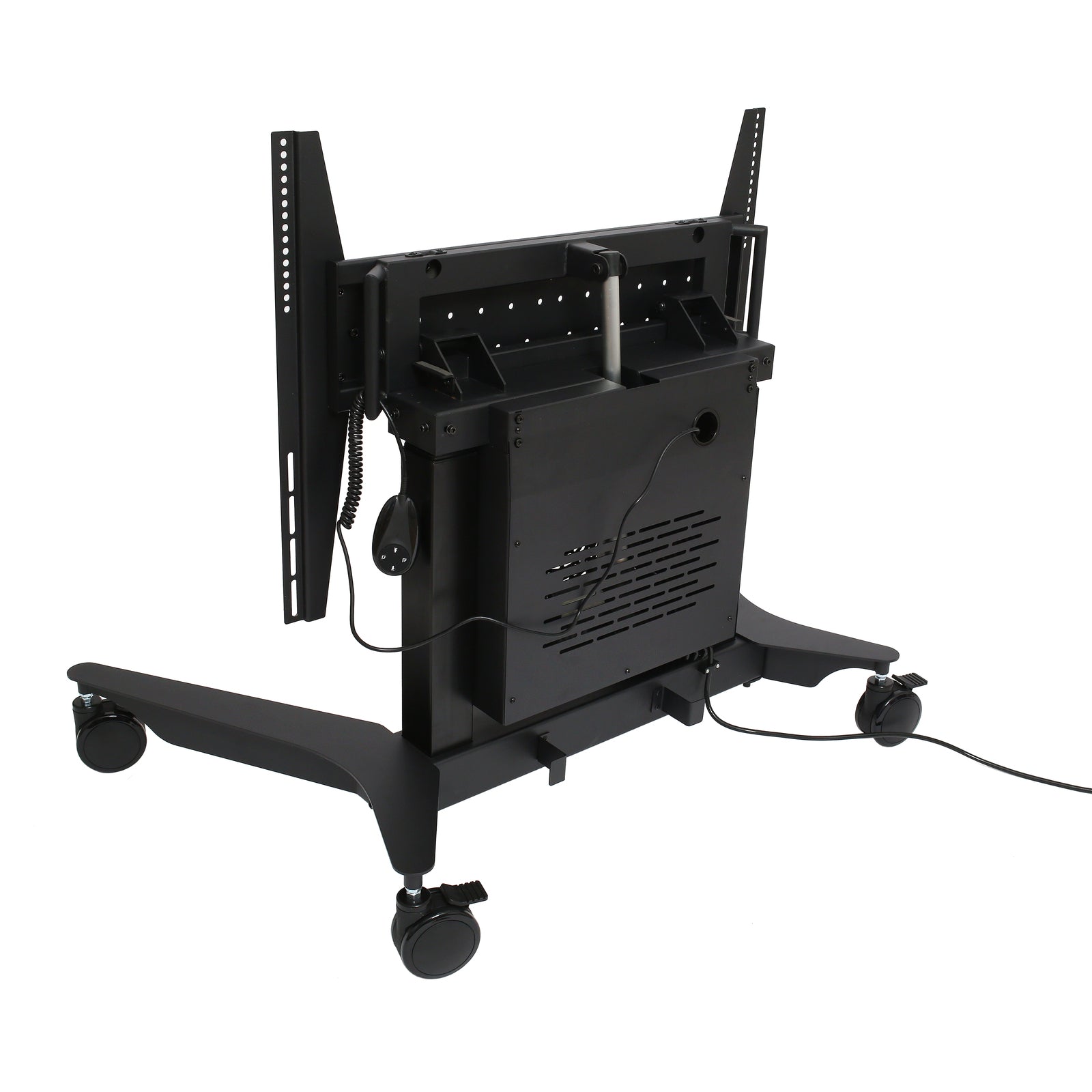 image of tilt-to-table electric mobile stand - side angle