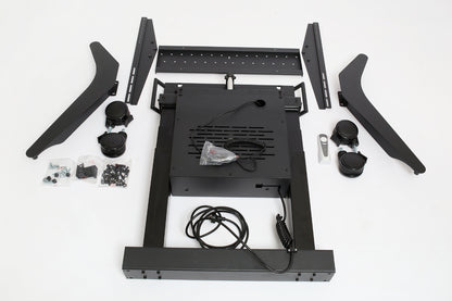 image of tilt-to-table electric mobile stand parts before assembly 